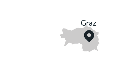 Weiße Österreich-Karte mit markiertem Graz